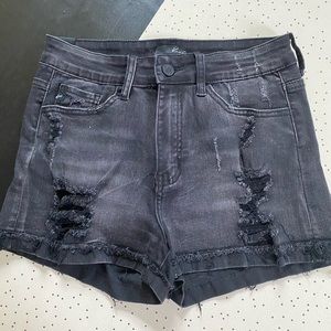 KanCan black denim high rise shorts